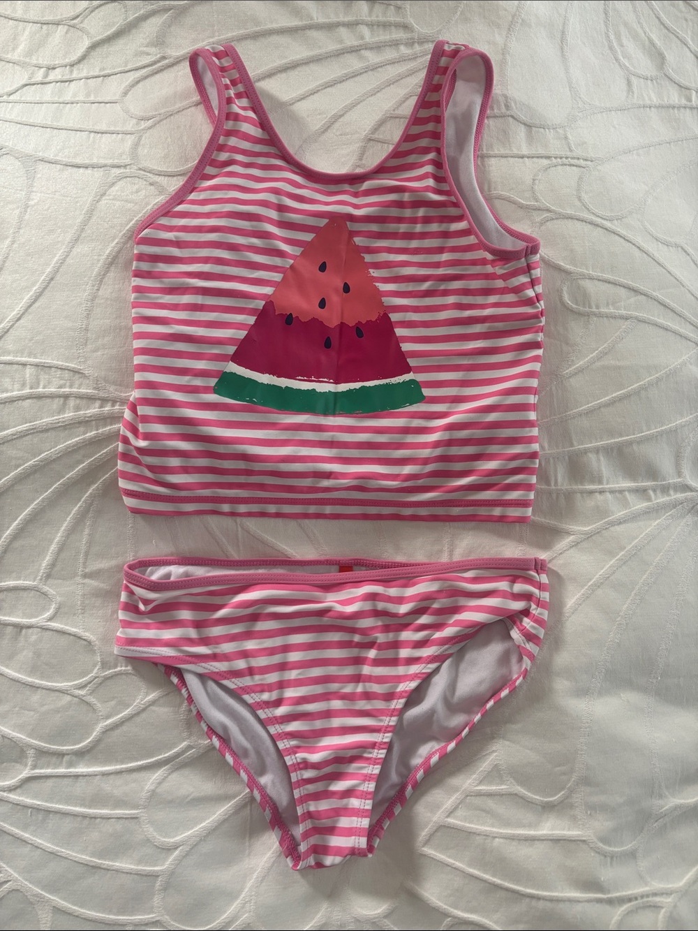 Joe Fresh Pink & White Striped Girls' Tank Swim Top